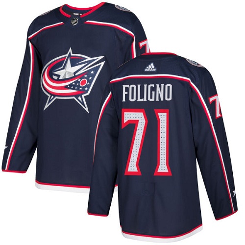 Adidas Men Columbus Blue Jackets #71 Nick Foligno Navy Blue Home Authentic Stitched NHL Jersey